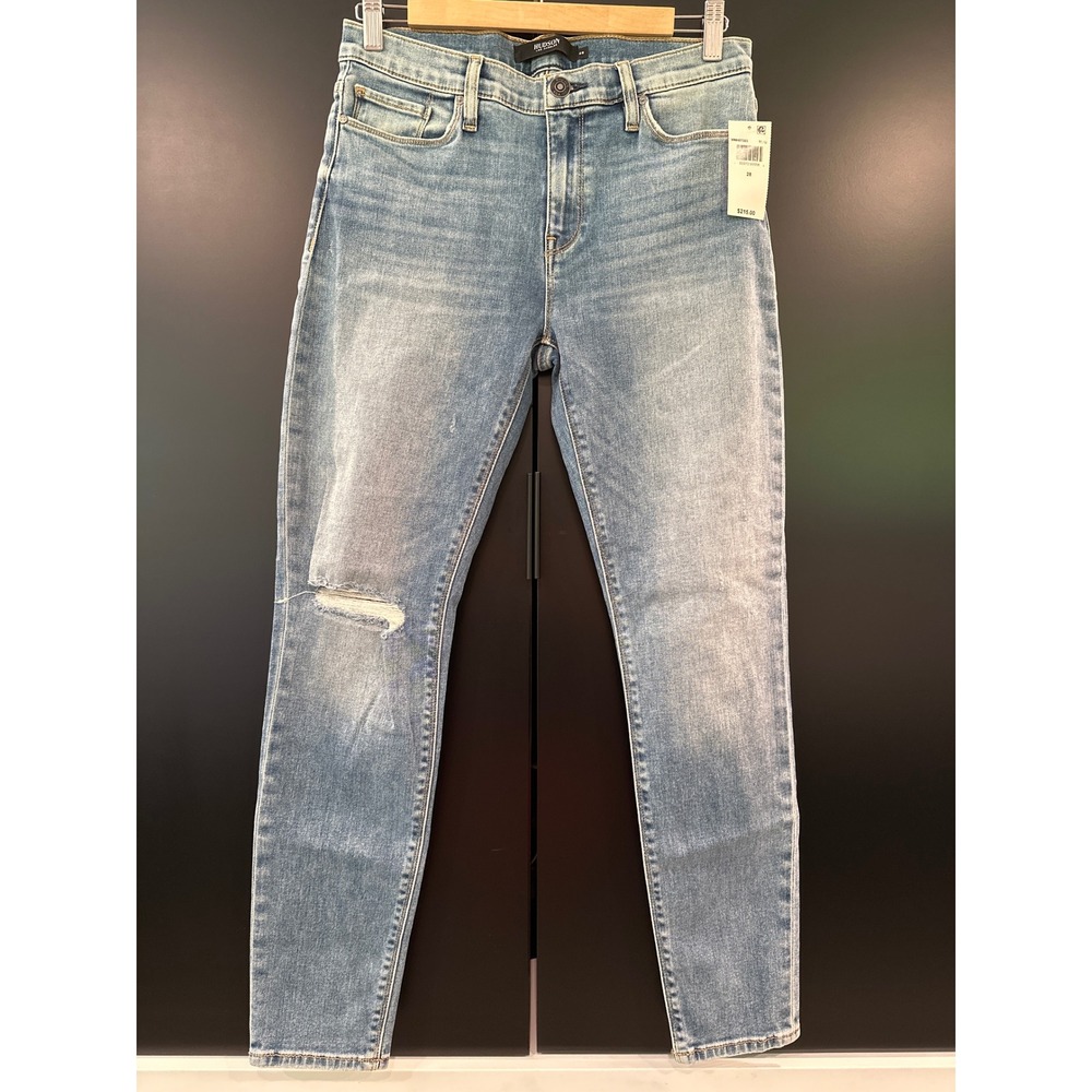 Hudson Nico Midrise Super Skinny Ankle Jeans Light Wash Distressed Blue Size 28